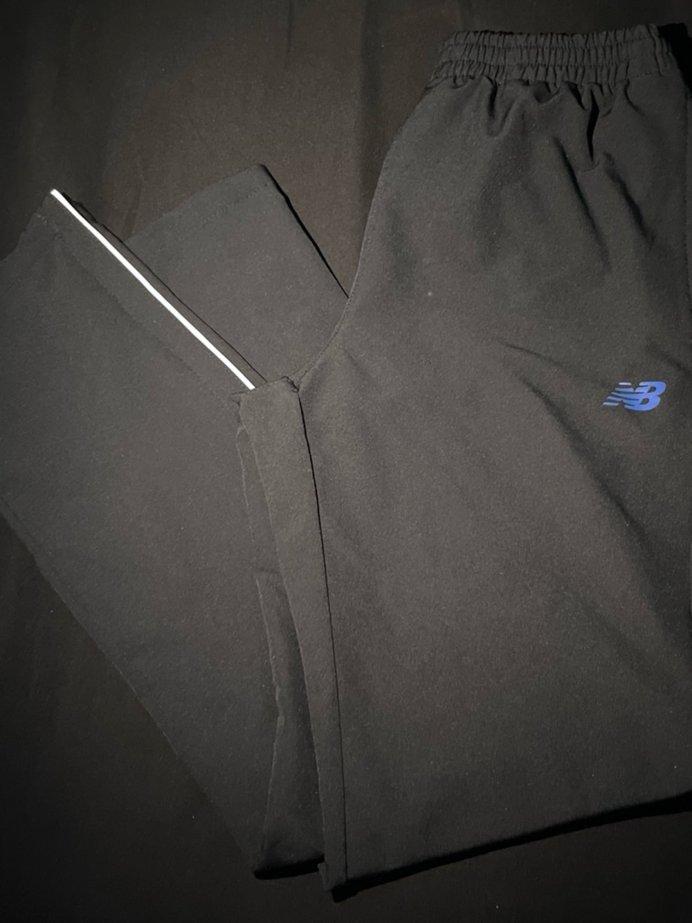 New Balance Black Joggers with Blue Logo and White Side Stripe